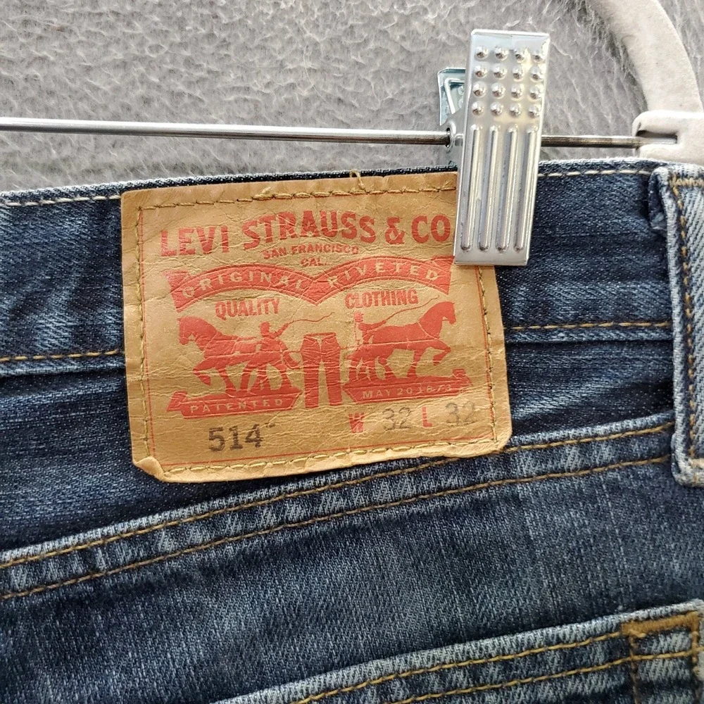 Levi's 514 Men Jeans 32x32 Blue Denim Tumbled Rigid Slim‎ Fit (34x31)